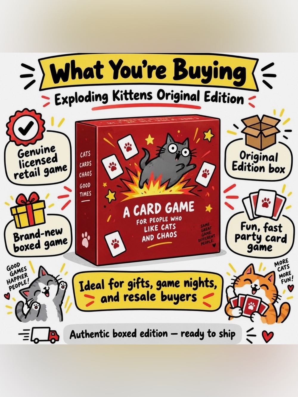 Exploding Kittens Original Edition Card Game - Picture 5 of 5
